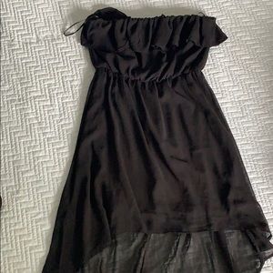 Black Chiffon High Low Strapless Dress